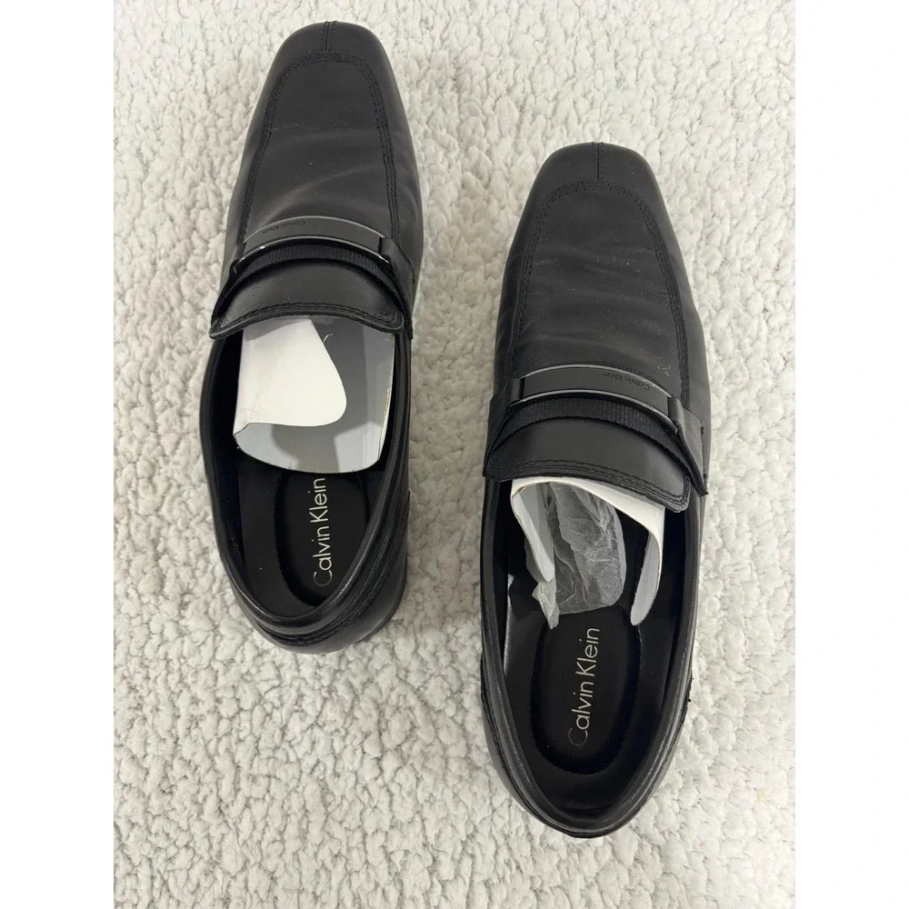 Calvin‎ Klein 10M Black Sean Dress Calf Loafers Mens Casual Preppy Shoes